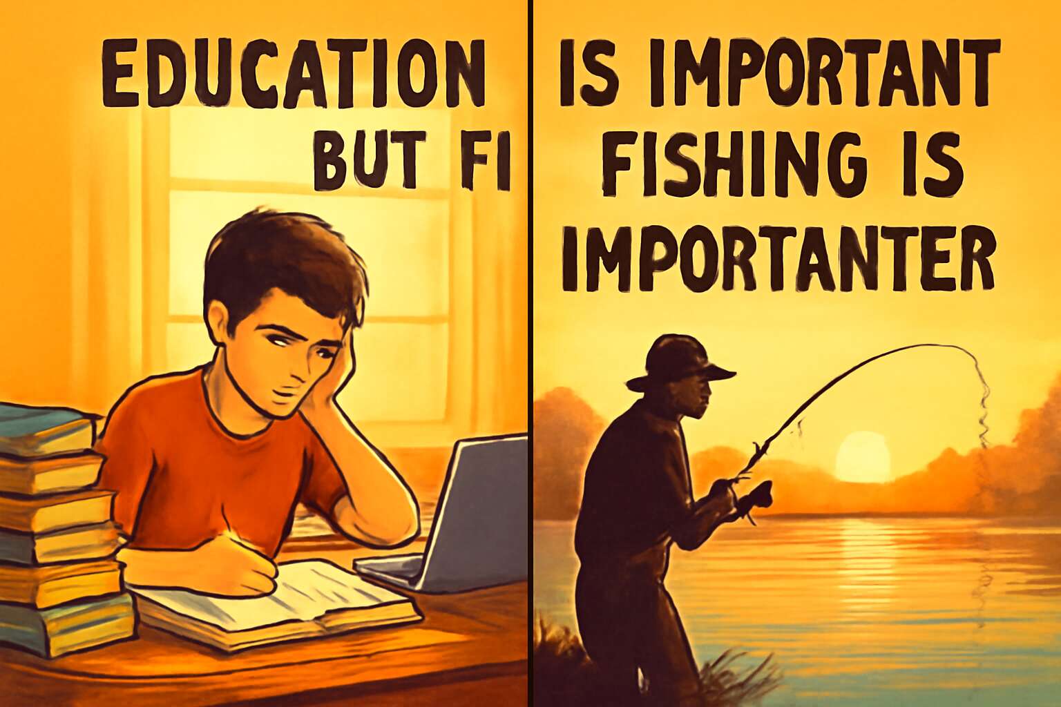 education is important but fishing is importanter